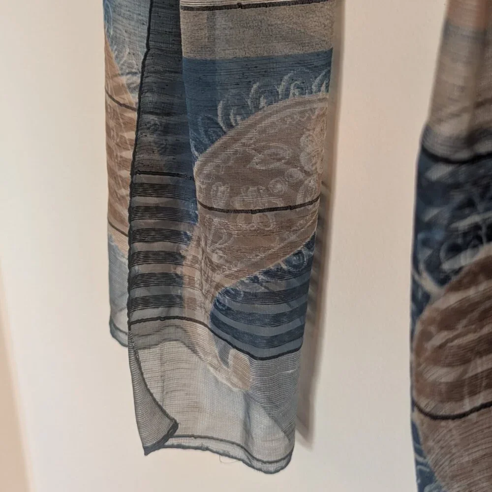 Blue & Grey Paisley Striped Scarf | 15" x 60" - Picture 4 of 5